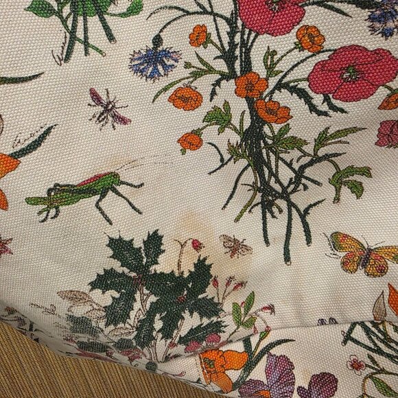 Gucci White Flora Horsebit Handbag Large Authentic Flower Butterfly Cricket - Picture 4 of 16